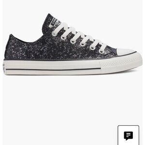 Converse chuck taylor all star low top women’s Black and White Glitter Shoe. 7.5